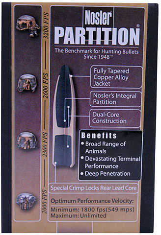 Nosler Partition Spitzer 257 Caliber 120 Grain Bullet 50/Box Md: 35643