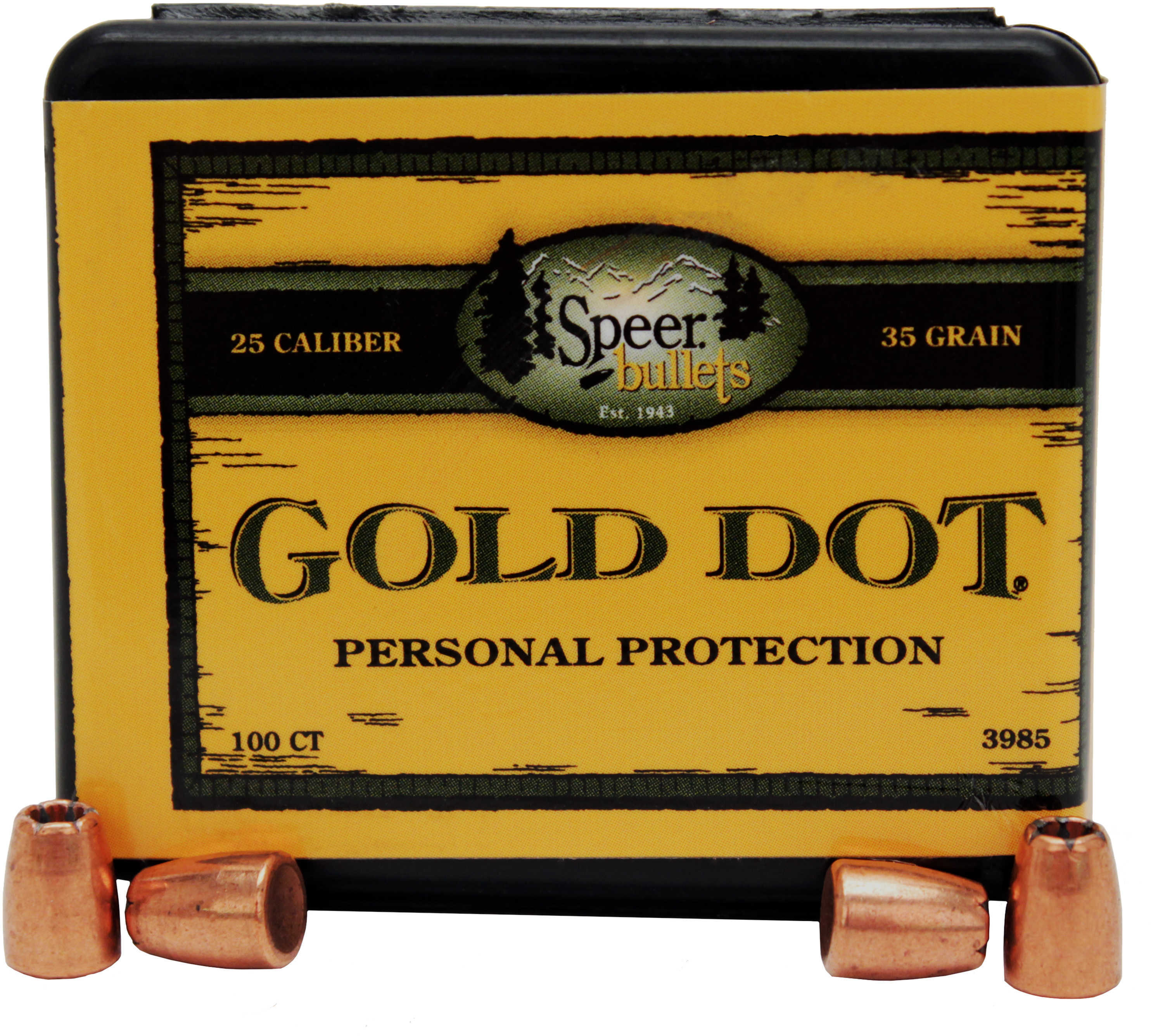 Speer Bullets 3985 Gold Dot Personal Protection 25 Caliber .251 35 GR Hollow Point (HP) 100 Box