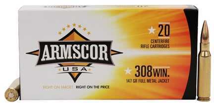 308 Win 147 Grain Full Metal Jacket 20 Rounds Armscor Ammunition 308 Winchester