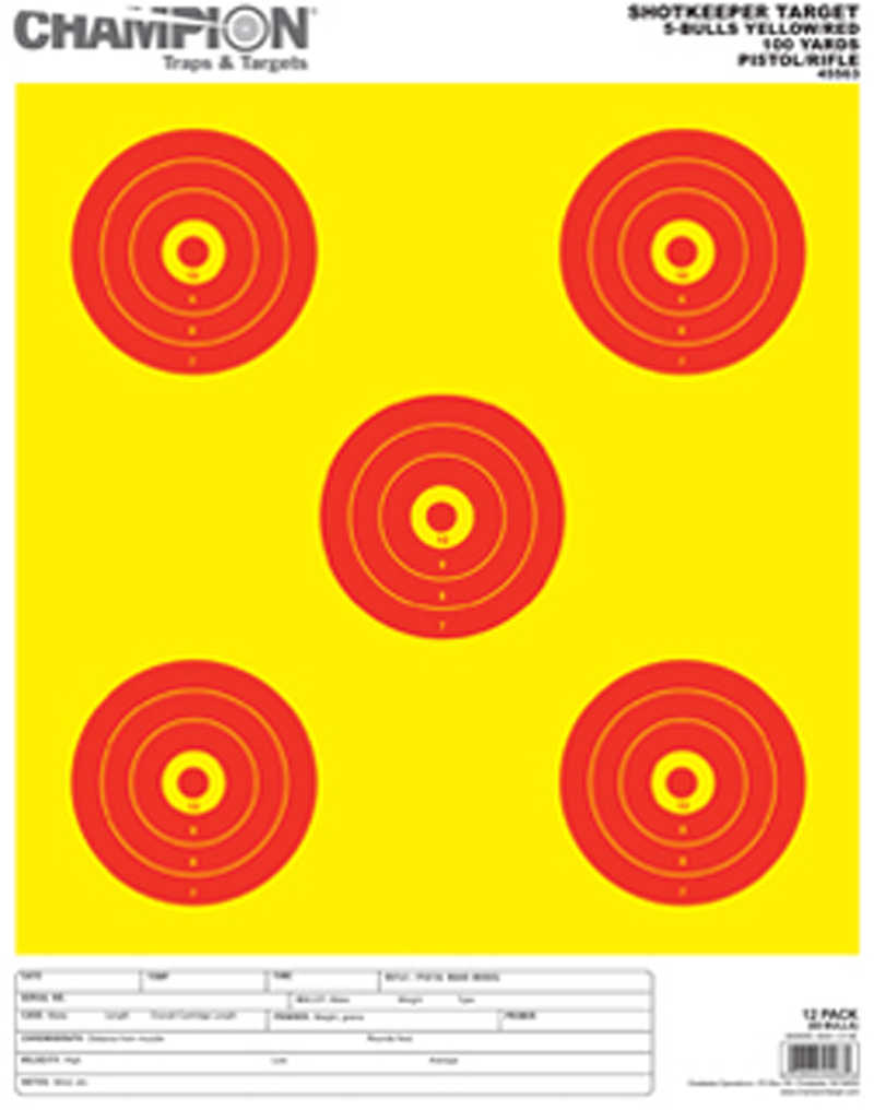 Champion Traps And Targets Shot Keeper 5 BULLS Yellow Large 12Pk