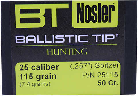 Nosler 257 Caliber 115 Grains Ballistic Tip .257" 50/Box Bullets