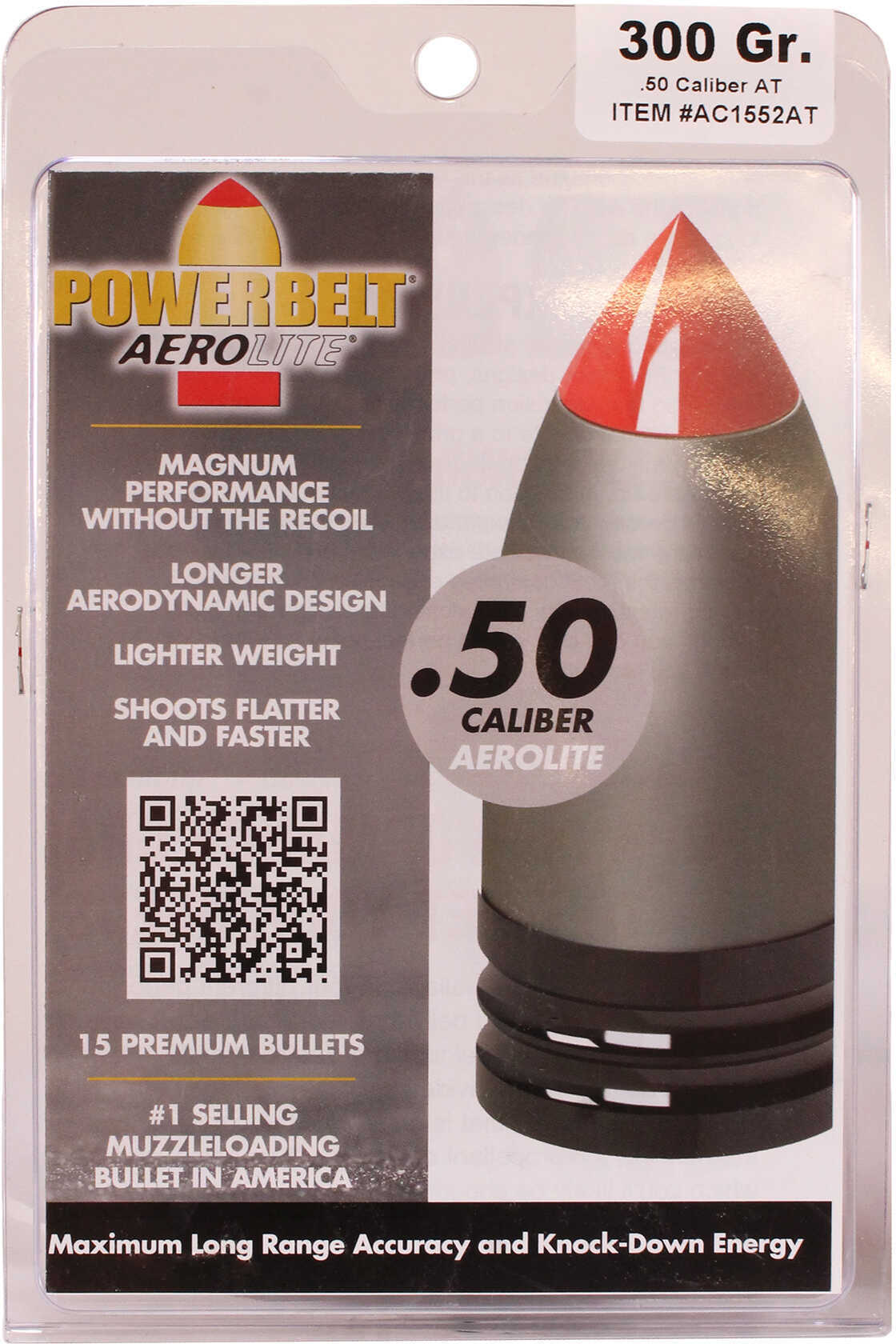 CVA AC1552AT Powerbelt Aerolite 50 Black Powder AeroTip 300 GR 15 Pack