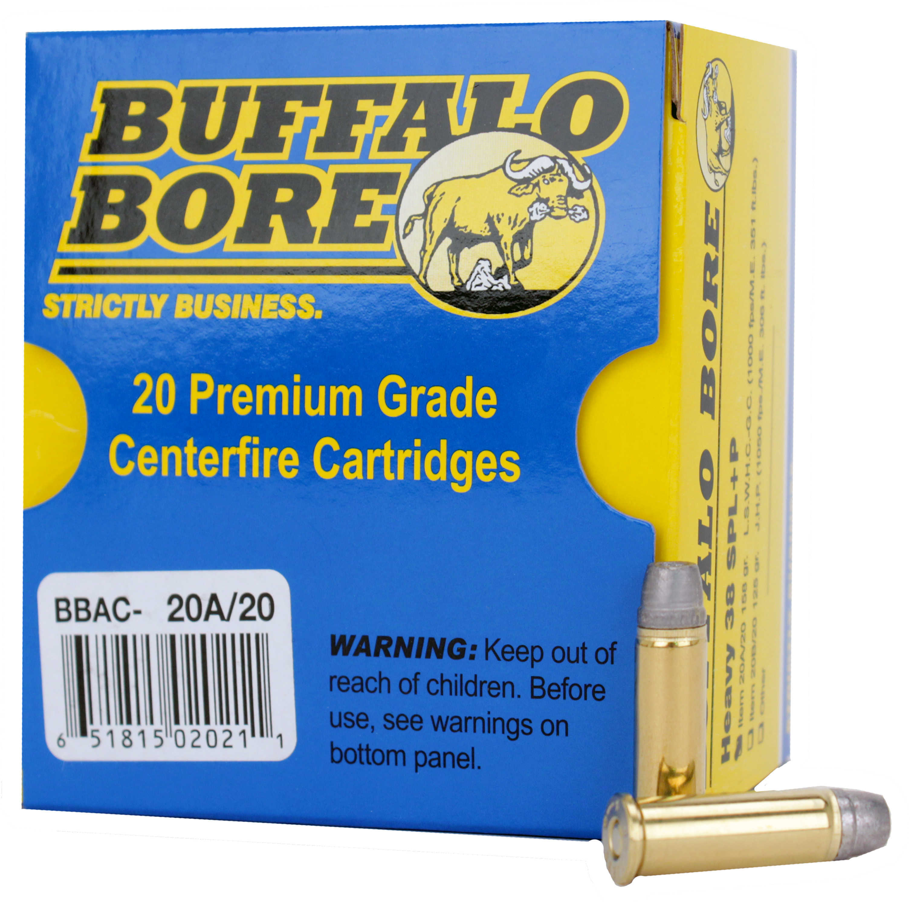 38 Special 158 Grain Lead 20 Rounds Buffalo Bore Ammunition