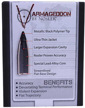 Nosler 17210 Varmageddon 17 Caliber .172 20 GR Flat Base Tipped (FBT) 100 Box