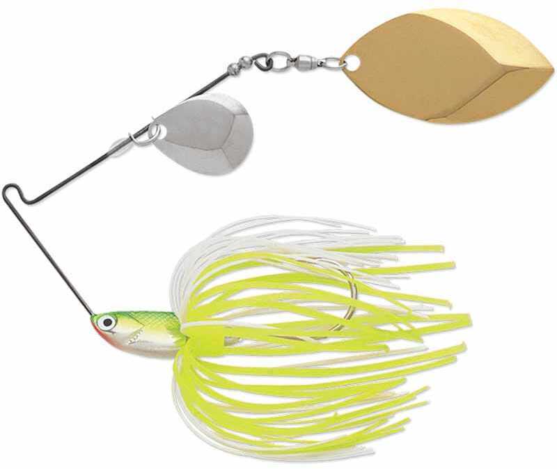 Terminator T1 Spinnerbait 3/8Oz Willow/Willow Nickel/Gold Chartreuse/White Md#: T38WW02NG