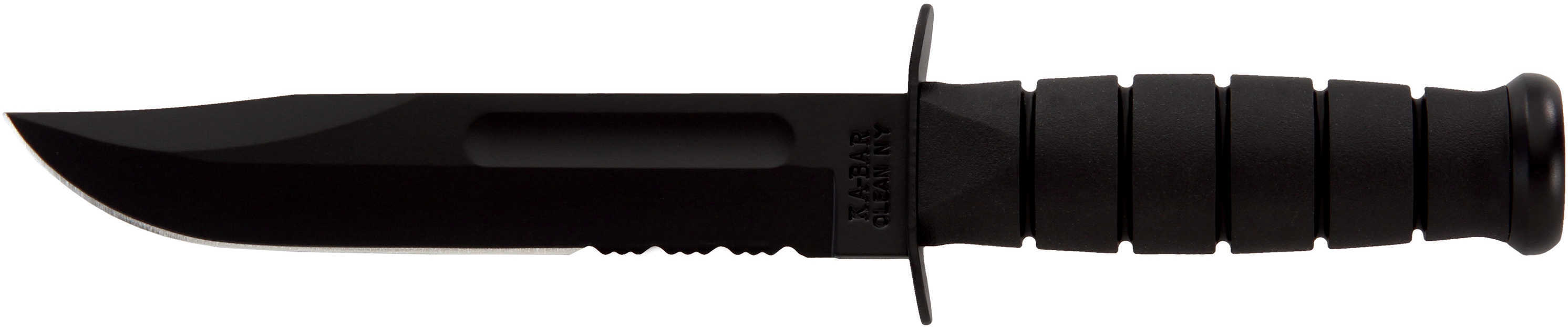 KABAR KA-BAR Fixed Blade Knife 7" Clip Point Glass Filled Nylon Sheath 1095 Cro-Van/Black Black Kraton G Combo Edge 1214