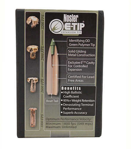 Nosler 59372 E-Tip Lead Free 338 Caliber .338 225 Grains 50 Box