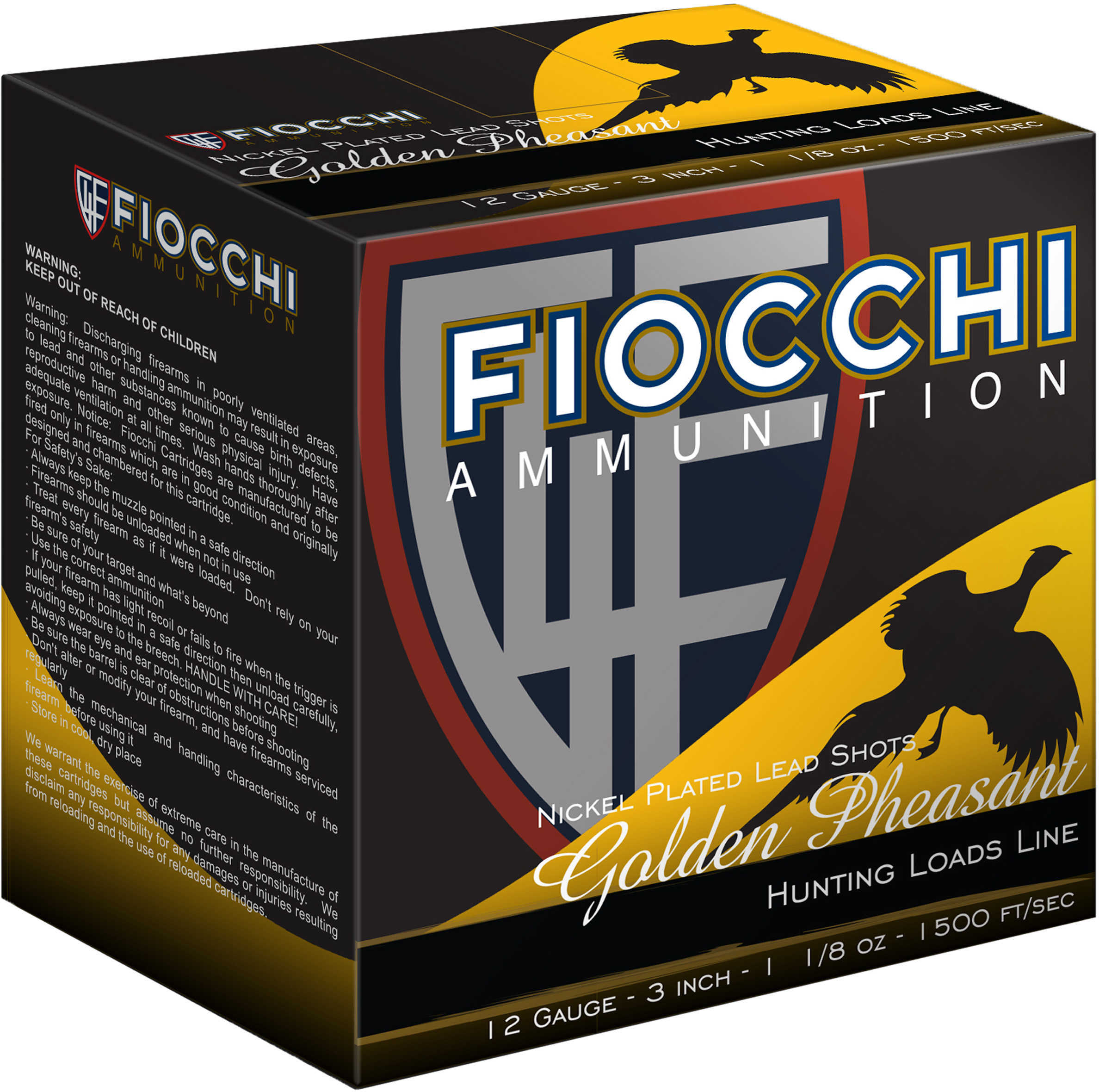 12 Gauge 3" Nickel-Plated Lead #5  1-3/4 oz 25 Rounds Fiocchi Shotgun Ammunition