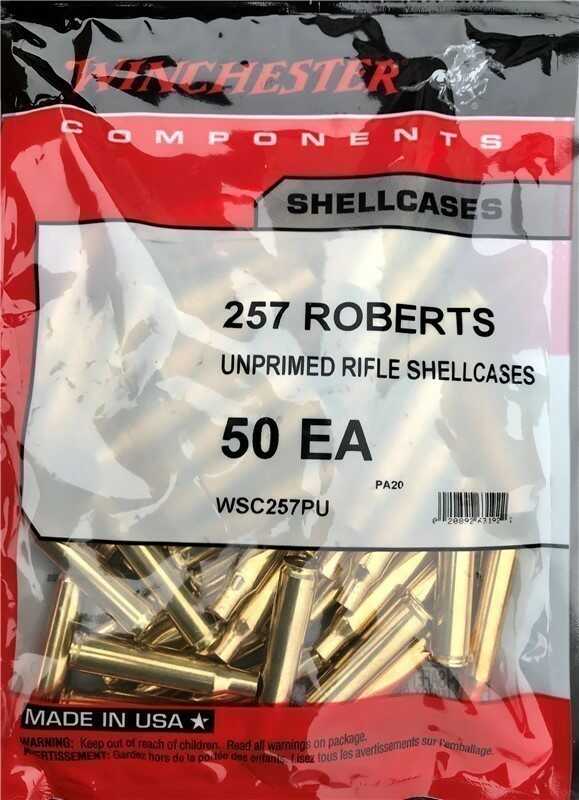 Winchester New Unprimed Brass 257 Roberts 50/bag