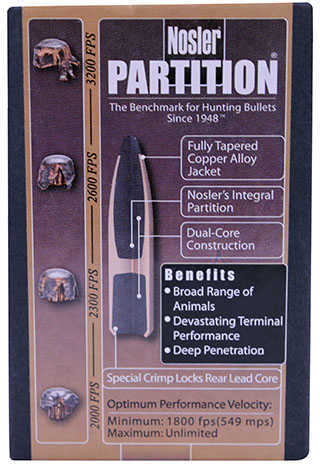 NOSLER Partition 30 Cal 50 Count 180 Grain 25396