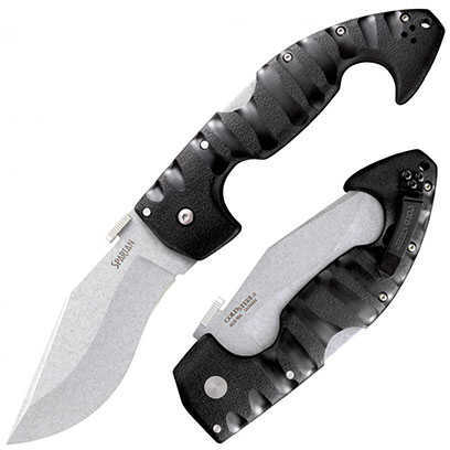 Cold Steel Cs-21St Spartan 4.50" Folding Plain AUS 10A Blade Black Griv-Ex W/6061 Aluminum Liners Handle