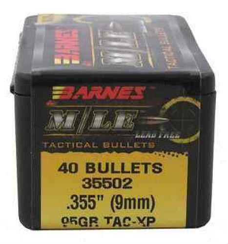 Barnes 9mm .355 Diameter 95 Grain TAC-XP Flat Base 40 Count