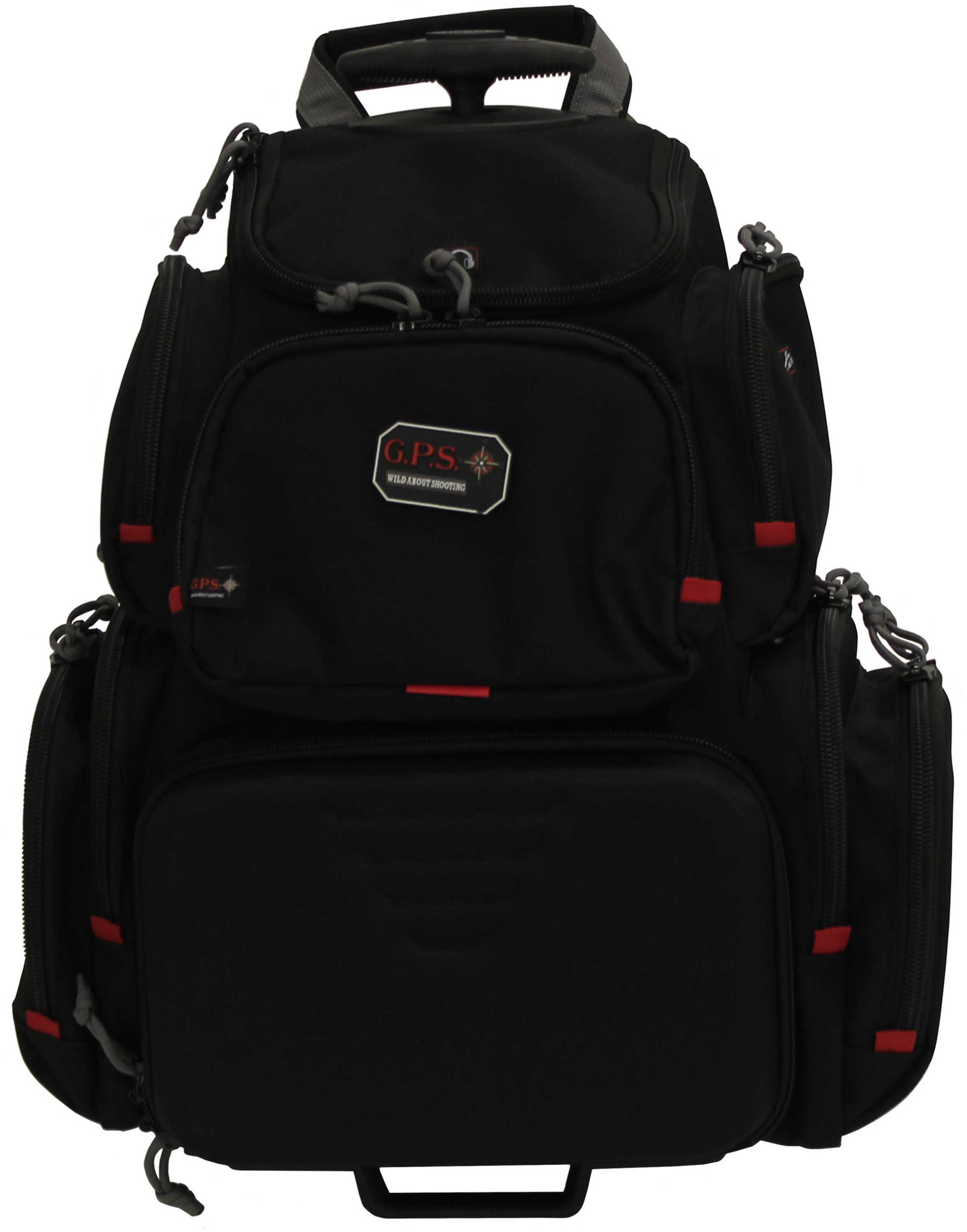 G*Outdoors 1711ROBP Handgunner Rolling Backpack/Range Bag 600D Polyester 16" x 10" x 19" Blk