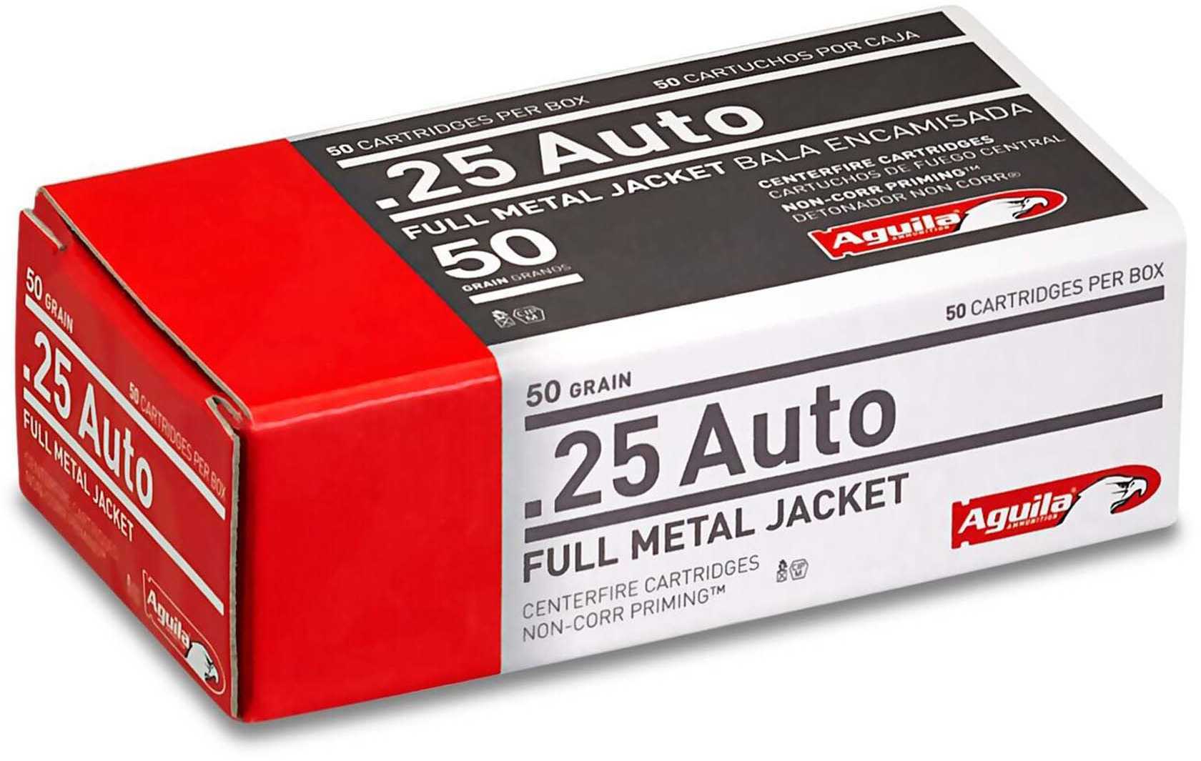 Aguila Target & Range 25 ACP 50 gr Full Metal Jacket (FMJ) Ammo 50 Round Box