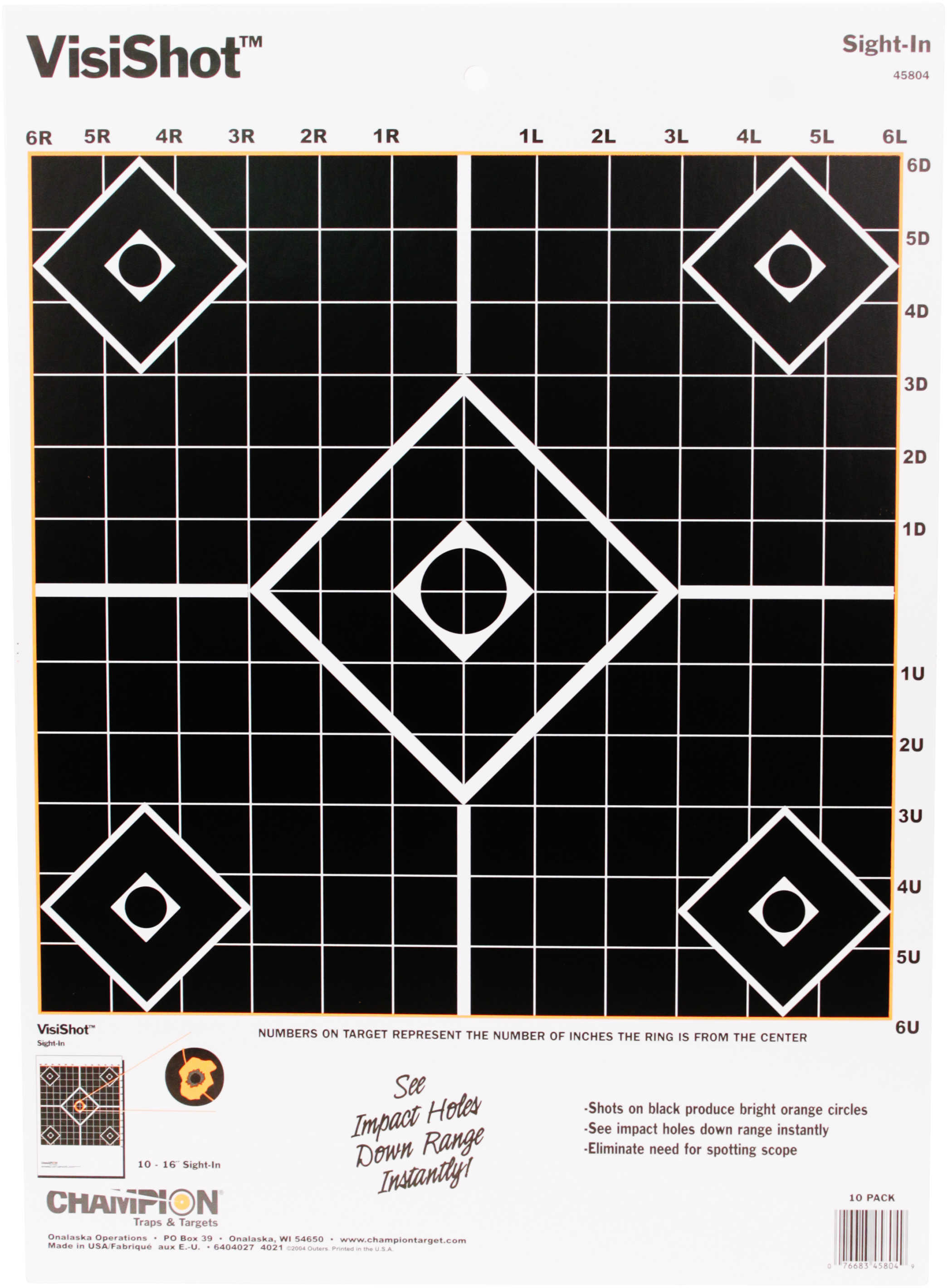 Champion Visishot Targets Sight-In - 13" X 18" 10/Pack