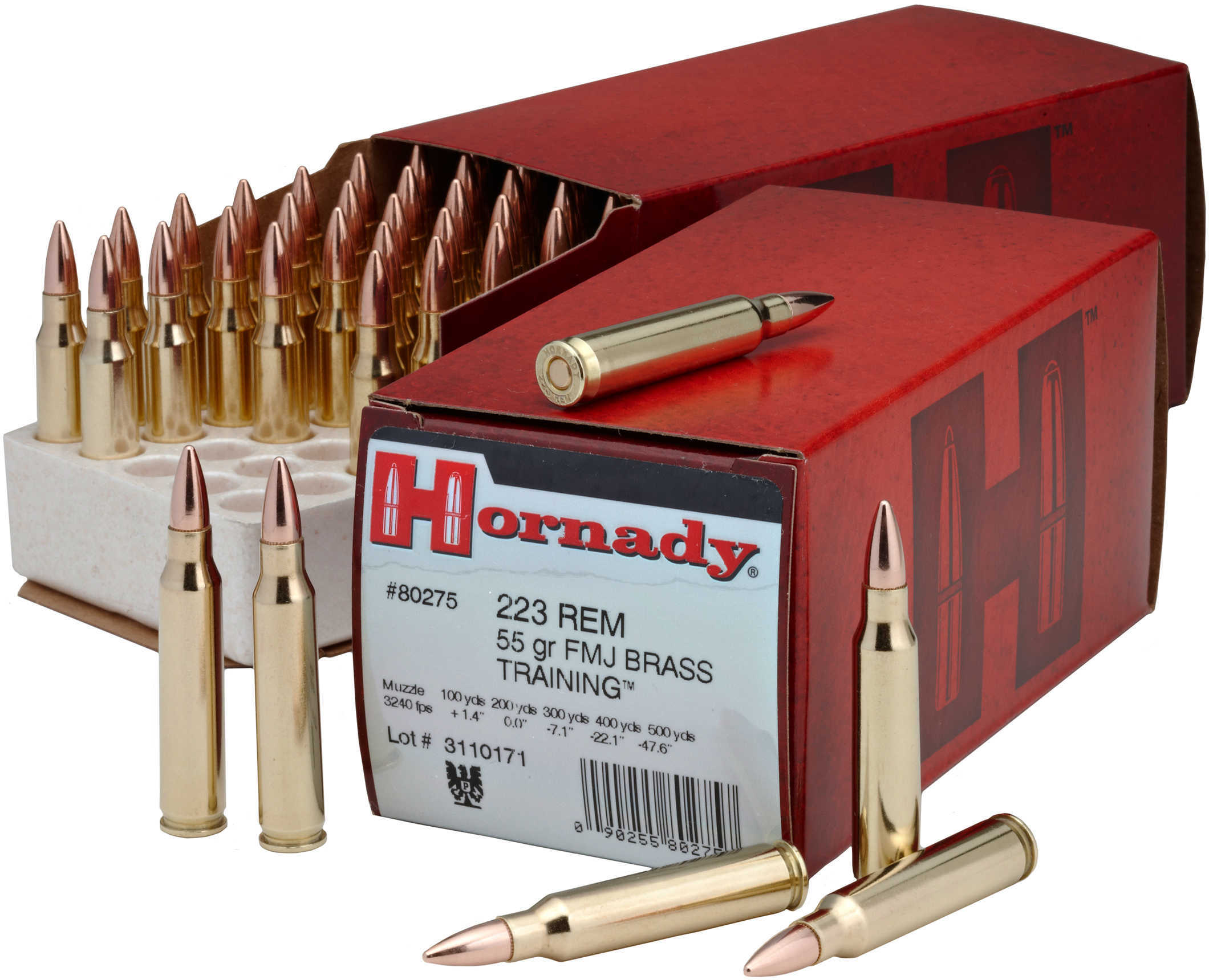 Hornady Custom Rifle Ammunition .223 Rem 55 Gr FMJBT 3240 Fps - 50/Box