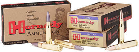 Hornady Match Rifle Ammo 308 Win 168 gr. Boat Tail Hollow Point 20 rd. Model: 8097