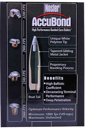 Nosler 30 Caliber .308 Diameter 165 Grain Spitzer AccuBond 50 Count