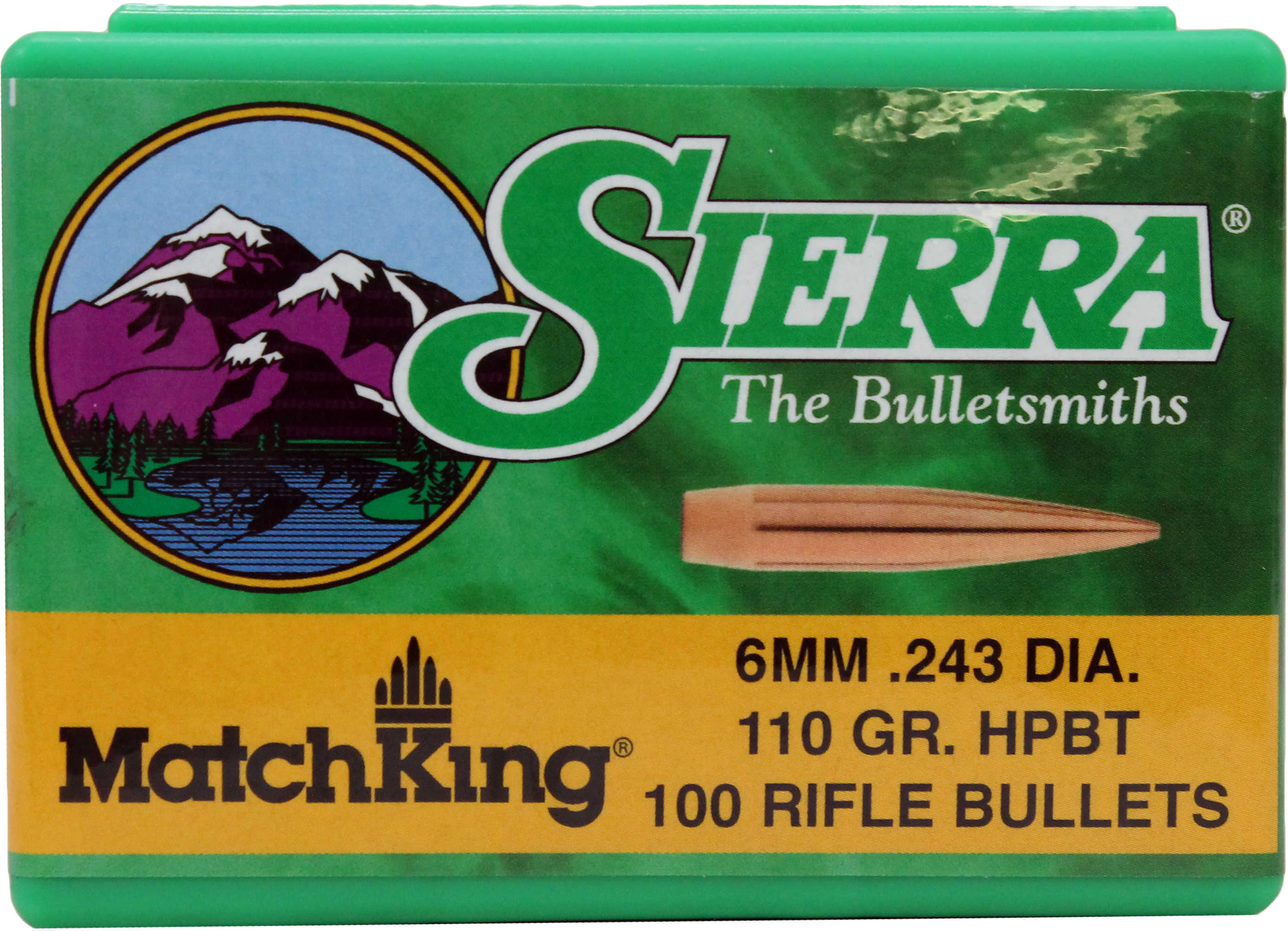 Sierra 1575 MatchKing 6mm .243 110 GR Hollow Point Boat Tail (HPBT) 100 Box