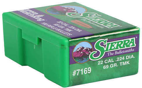 Sierra 7169 Tipped MatchKing 22 Caliber .224 69 GR 100 Box