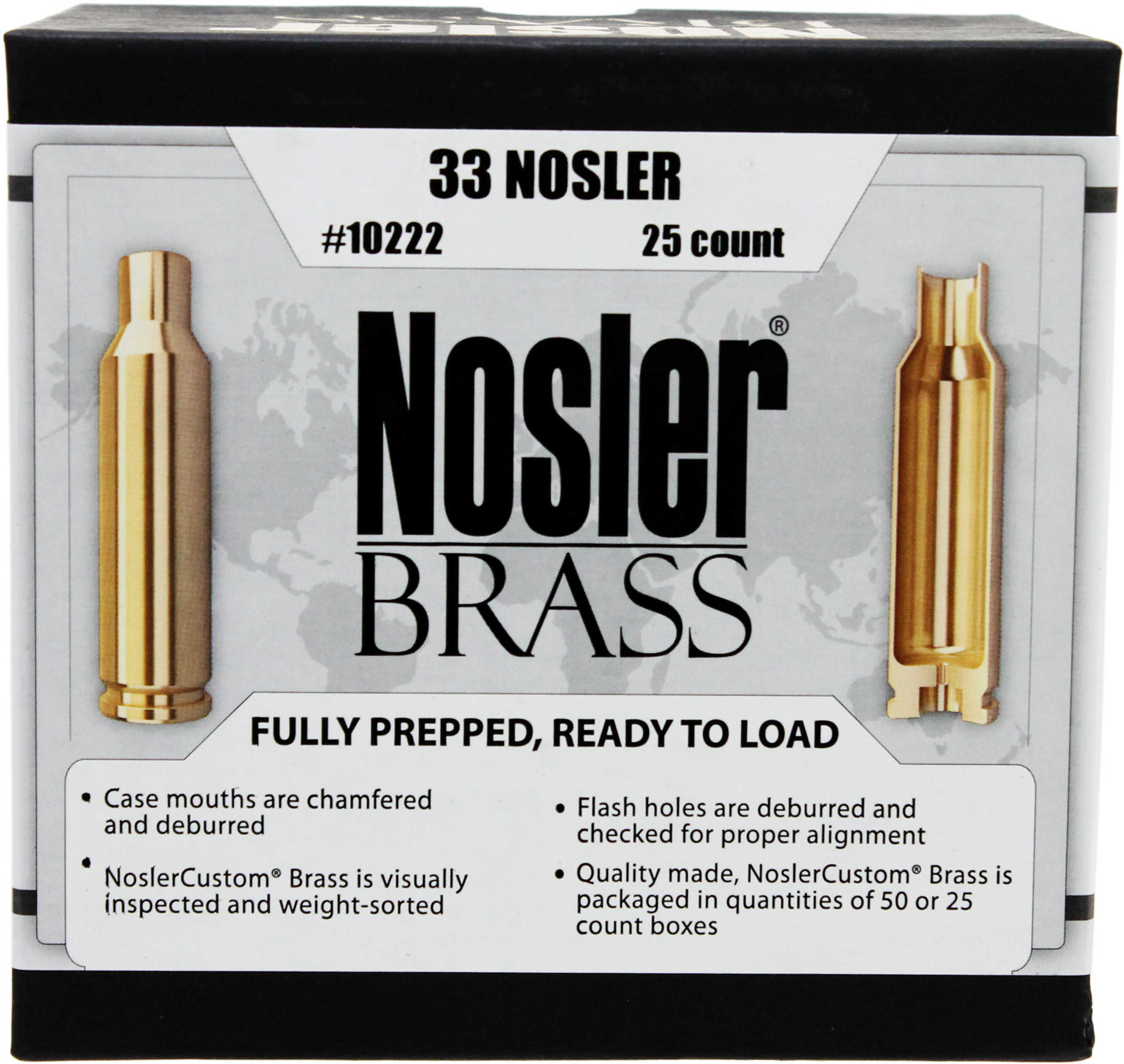 Nosler Unprimed Brass Rifle Cartridge Cases 25/ct .33