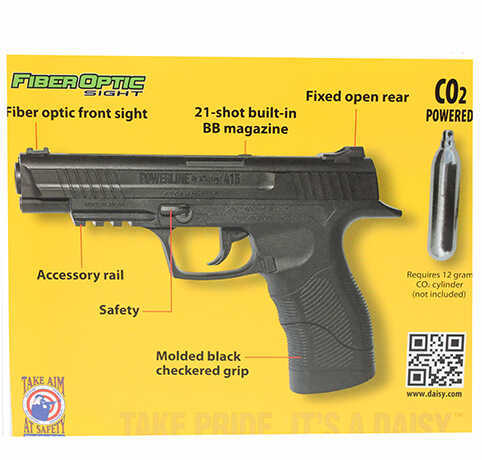 Daisy Model 415 CO2 Pistol BB 495 Feet Per Second 6.758" Barrel Black Color 21Rd Capacity 980415-222