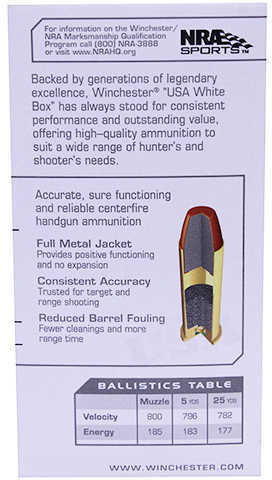 Winchester USA Handgun Ammunition .38 Spl 130 Gr FMJ  50/Box