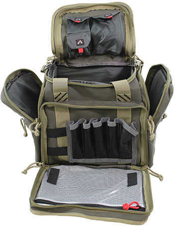 G*Outdoors GPS-1411MRBR Medium Range Bag With Lift Ports & 2 Ammo Dump Cups Rifle Green W/Khaki Trim