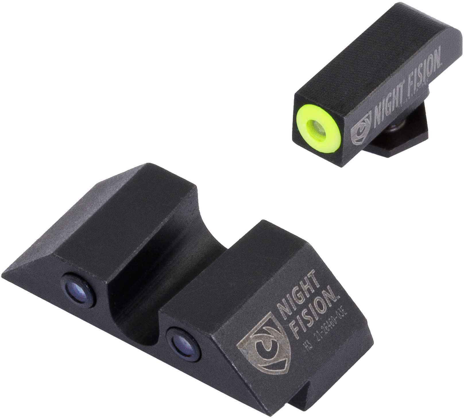 Night Vision Sight Set Square Front/U-Notch Rear for Glock 17/17L/19/22-28/31-35/37-39 Tritium Yellow Md: GLK00107