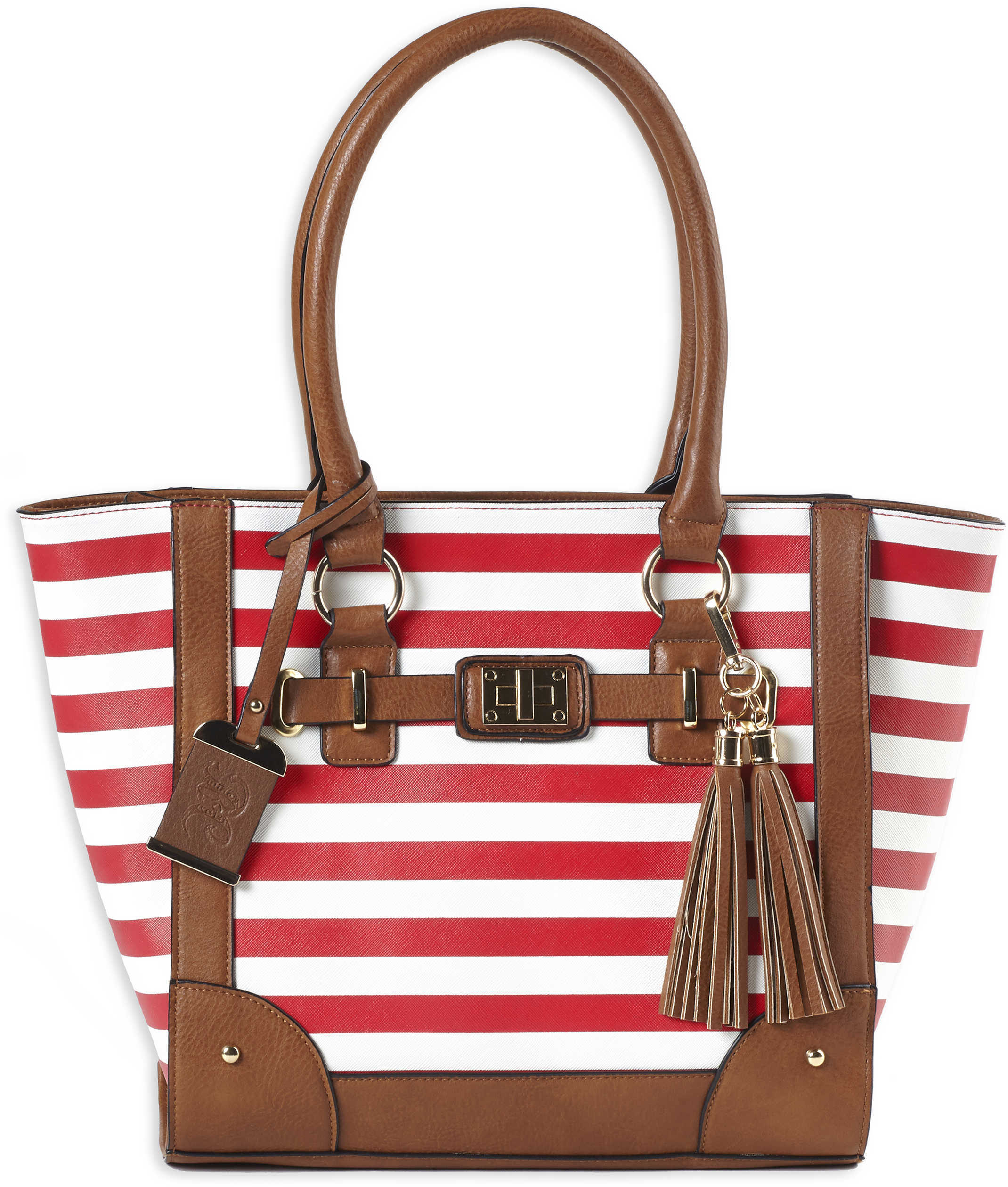 Bulldog BDP051 Tote Style Purse Shoulder Most Small Pistols/Revolvers Leather Cherry Stripe