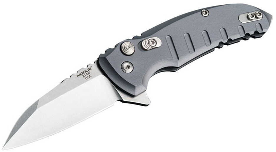 Hogue 24162 X1 Microflip 2.75" CPM154 Stainless Steel Wharncliffe 6061-T6 Anodized Aluminum Gray