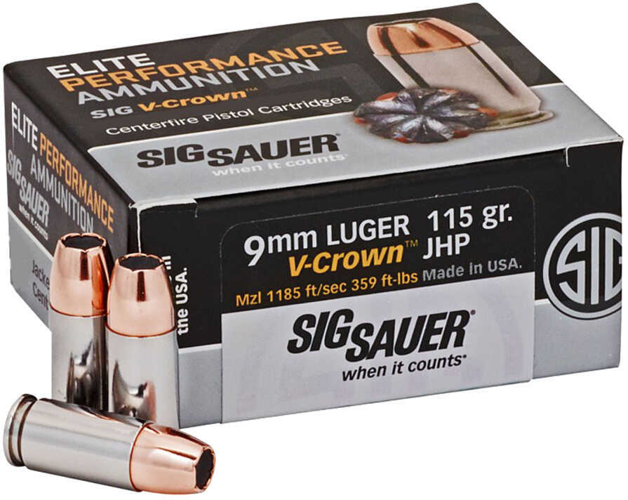 9mm Luger 124 Grain Hollow Point 20 Rounds Sig Sauer Ammunition