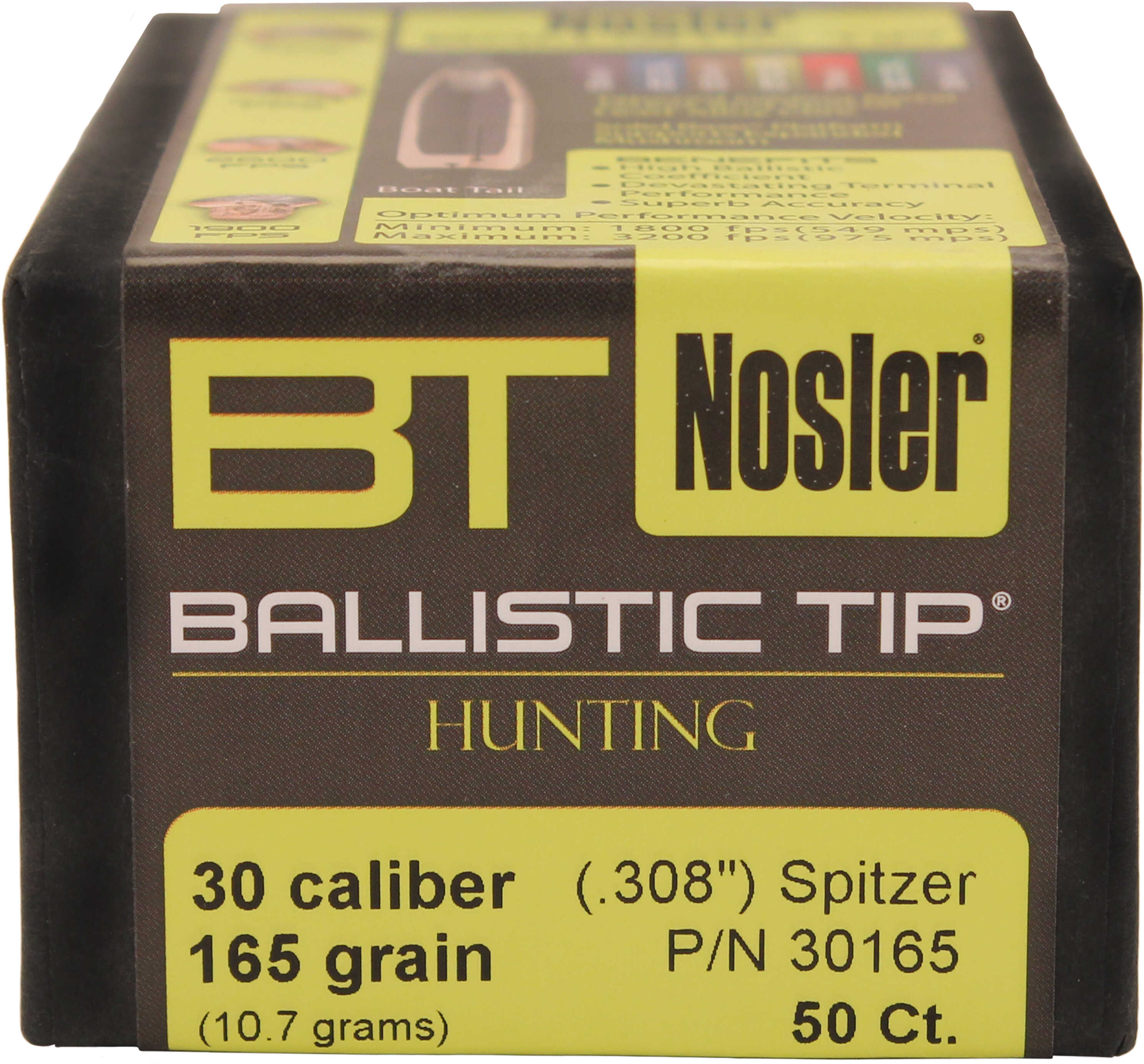 NOSLER Ballistic Tip 30 Cal 50 Count 165 Grain 30165