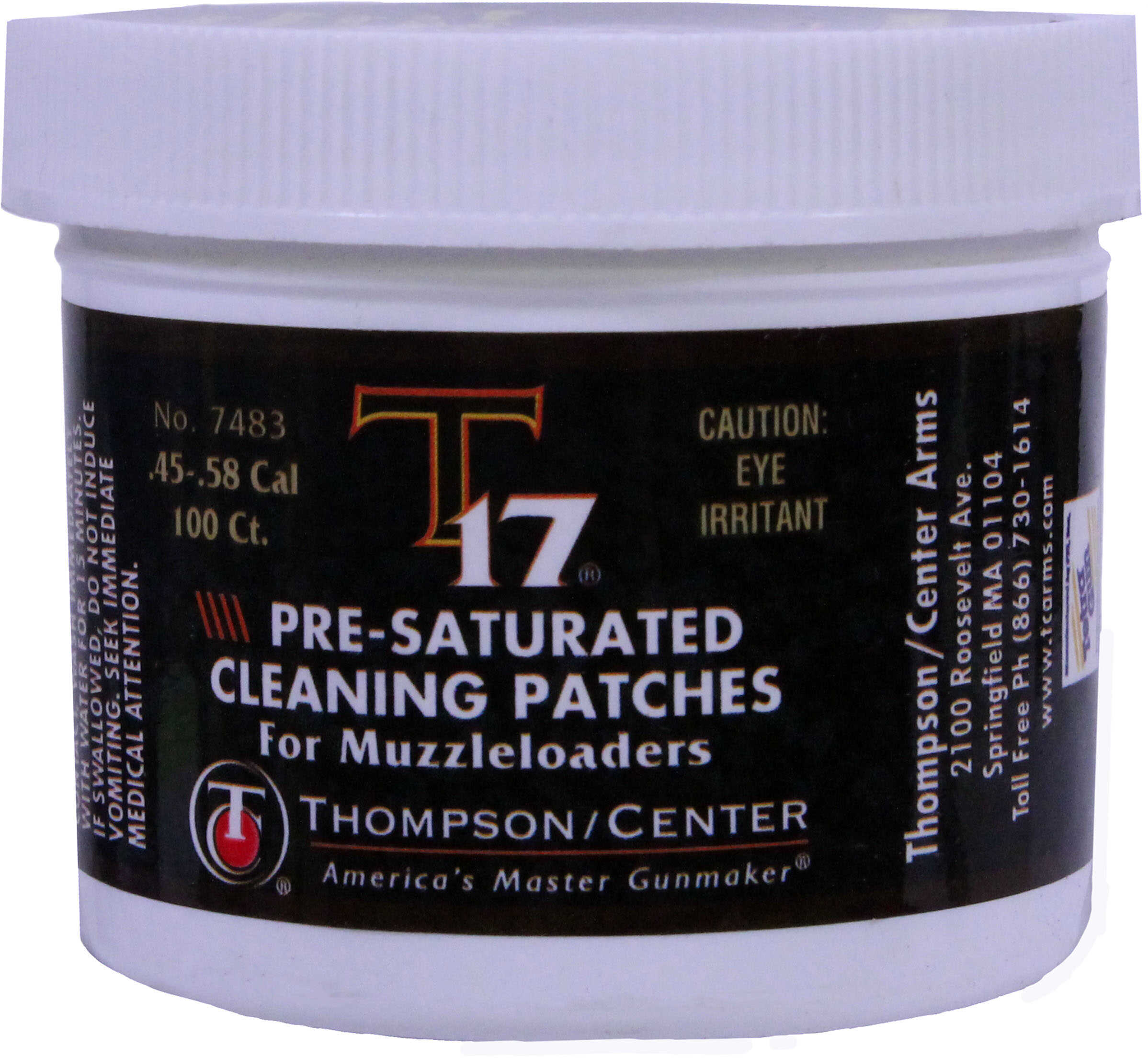 Thompson Center .45 & .50 Cal Muzzleloader T17 Pre-Saturated Cleaning Patches - 100/ct