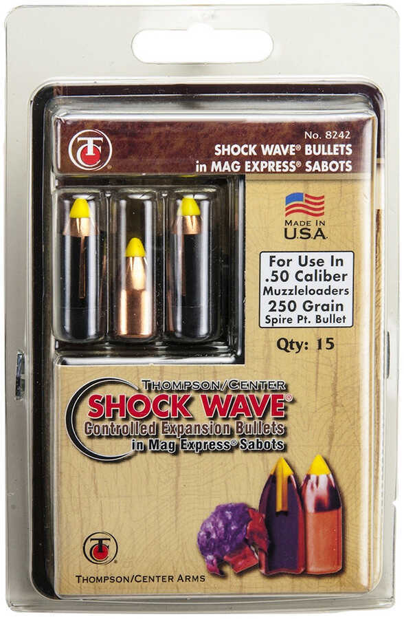 Thompson Center Shockwave Spire Point Polymer Tip Bullets .50 Cal Sabot 250 Gr 15/ct