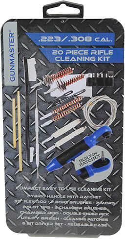 DAC Gunmaster 223/308 Universal Cleaning Kit 20 Pieces Cal Includes Ratchet Handle and Bit Set Slim Line Metal