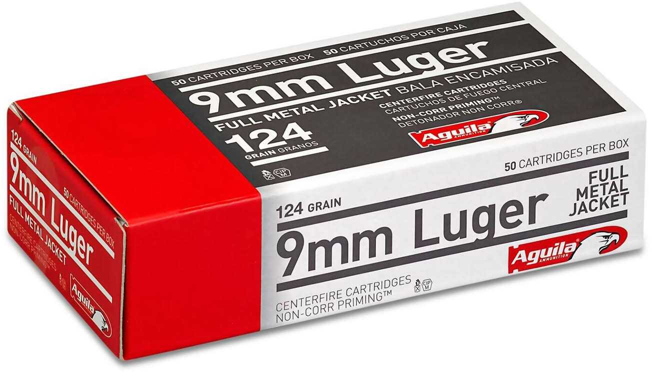 Aguila Handgun Ammuntion 9mm Luger 124 Gr FMJ 1115 Fps  50/ct