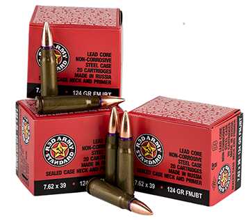 7.62X39mm 124 Grain Full Metal Jacket 20 Rounds Century Arms Ammunition