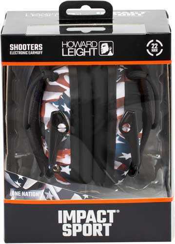 Howard Leight Impact Sport Electronic Earmuff Folding One Nation One Flag Finish R-02530