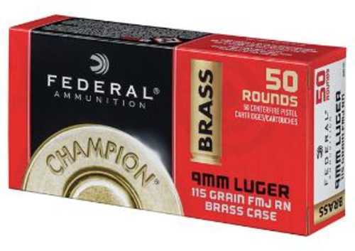 9mm Luger 115 Grain FMJ 200 Rounds Federal Ammunition