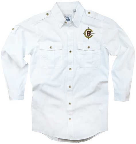 Craig Boddington Large White Safari Shirt Classic Wrinkle-free Poplin