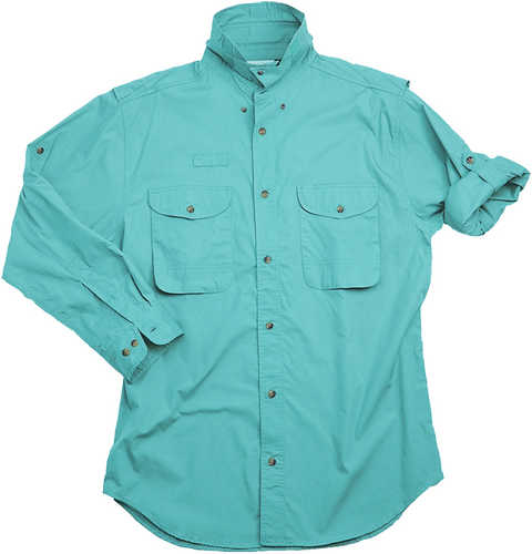 Long Sleeve Seafoam Poplin Fishing Shirt Size Large