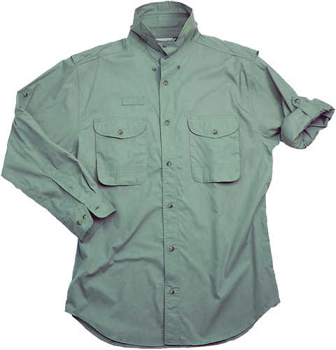 Long Sleeve Sage Poplin Fishing Shirt Size Small