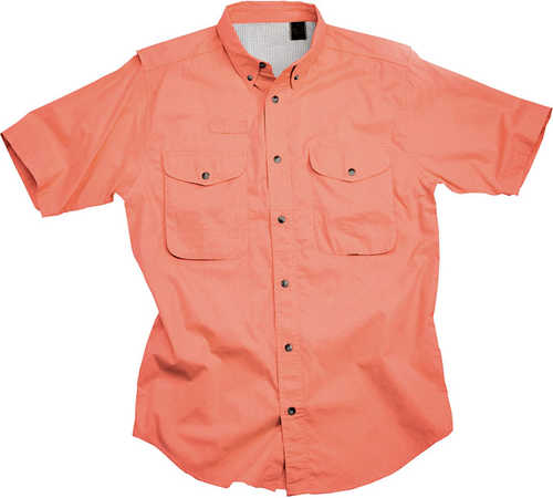 Short Sleeve Salmon Poplin Fishing Shirt Size Large