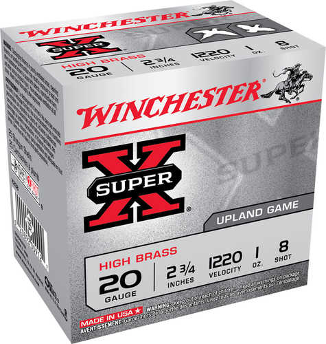 20 Gauge 2-3/4" Lead #8  1 oz 25 Rounds Winchester Shotgun Ammunition