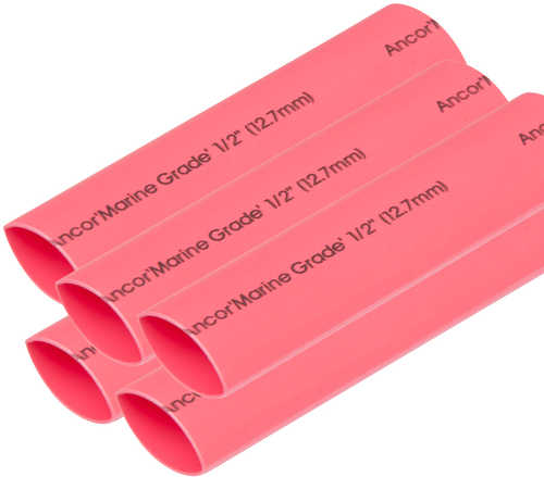 Ancor Heat Shrink Tubing 1/2" X 6" - Red - 5 Pieces