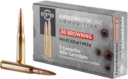 50 BMG 625 Grain FMJ 5 Rounds PPU Ammunition