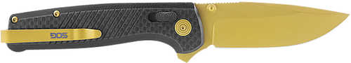 S.O.G XR LTE 2.95" Folding Plain Clip Point Gold TiNi Cryo CPM S35VN Steel Blade/ Black G10/Carbon