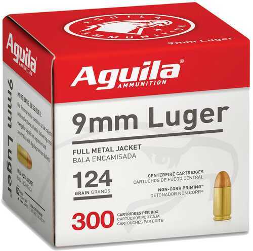 Aguila Handgun Ammuntion 9mm Luger 124 Gr FMJ 1115 Fps 300/ct