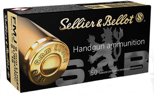 9mm Luger 140 Grain Full Metal Jacket 50 Rounds Sellior & Bellot Ammunition